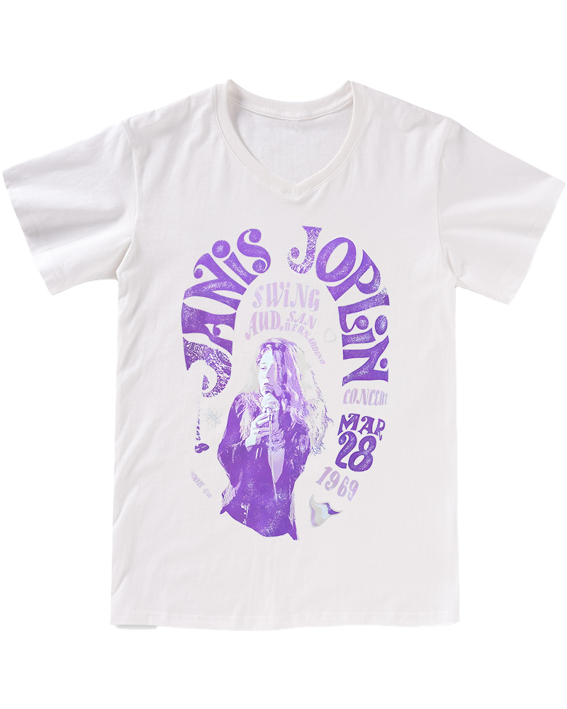 TheRetroTee JANIS JOPLIN - Swing Aud V-neck T-Shirt
