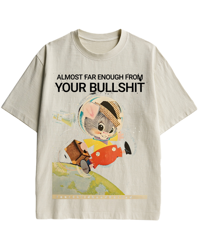 TheRetroTee Almost Far Enough from Your Bullshit Pin-Up Cotton T-Shirt