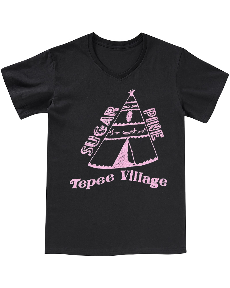 TheRetroTee 70s Sugar Pine Tepee V-neck T-Shirt