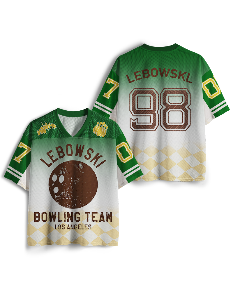TheRetroTee Lebowski Bowling Team Los Angeles 1980s Mesh Jersey