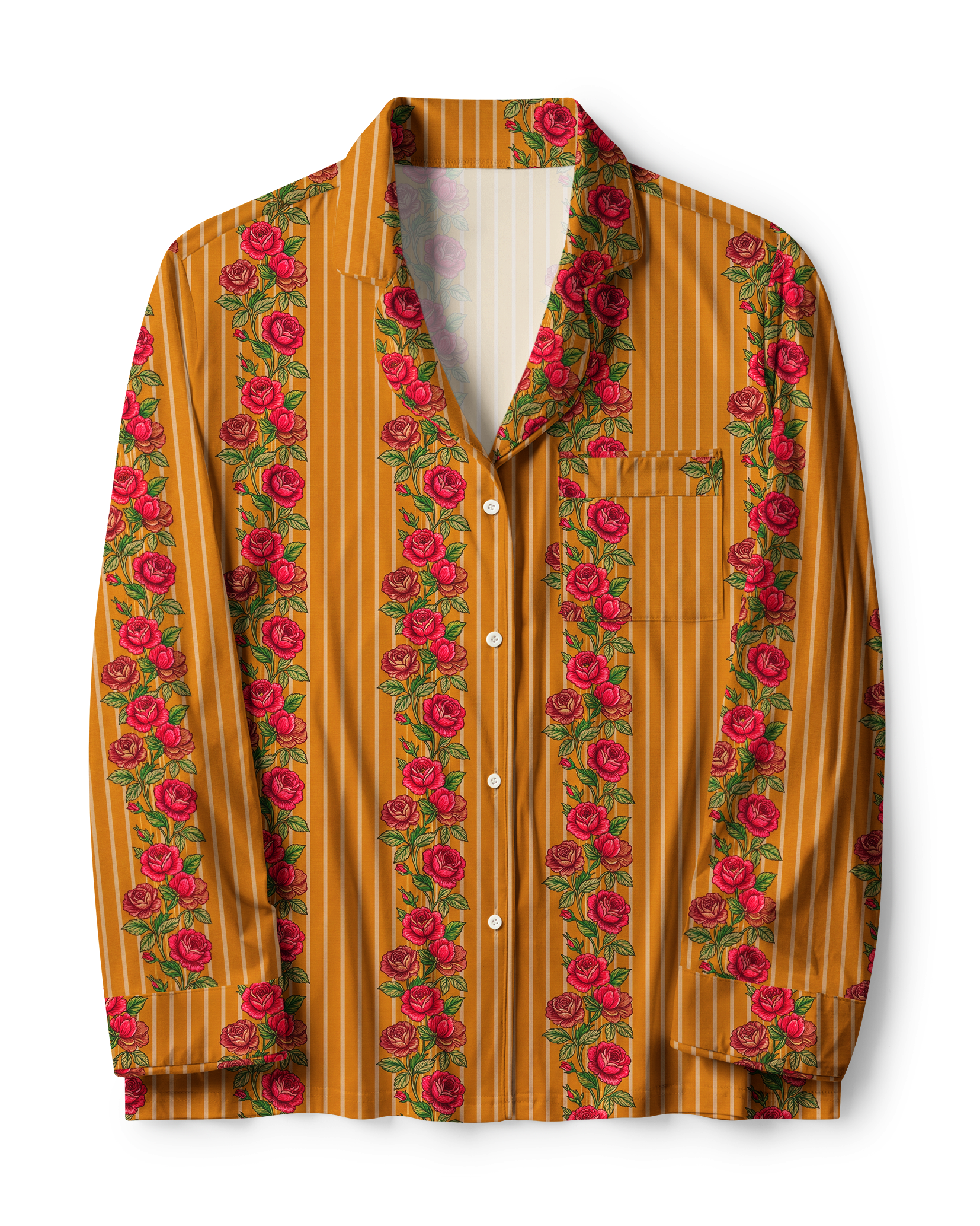 TheRetroTee Ochre Rose Stripe Vintage Pajama Set