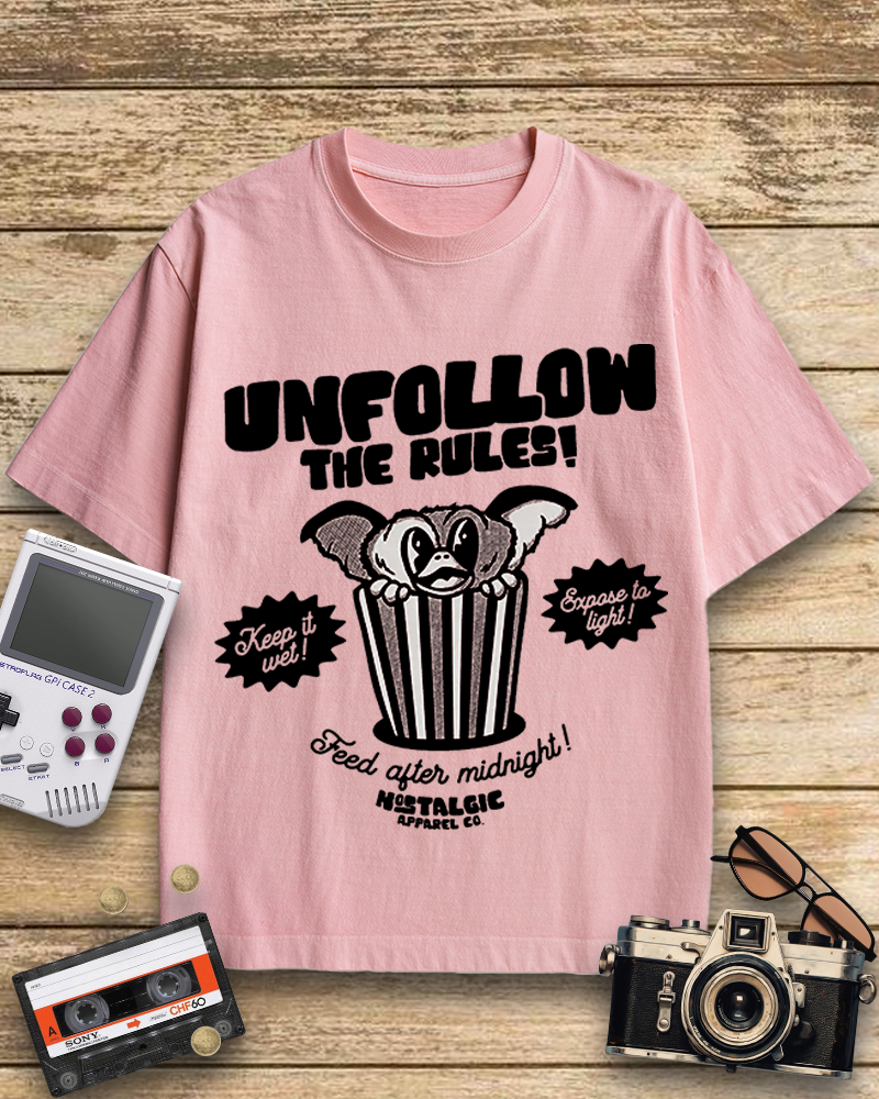 TheRetroTee Unfollow the Rules 1980s Cotton T-Shirt