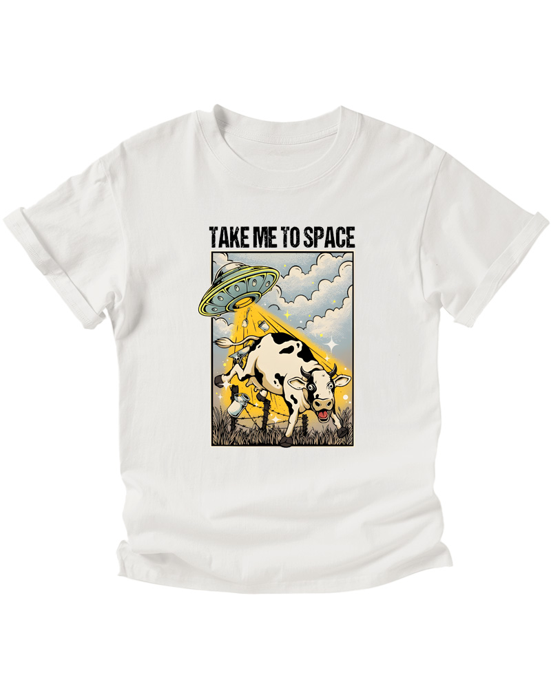 TheRetroTee Take Me To Space Cow Abduction 1950s Kids T-Shirt
