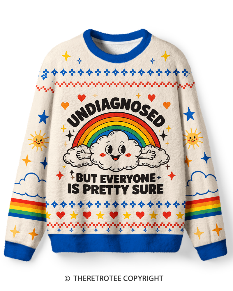TheRetroTee Undiagnosed Rainbow Cloud Retro Graphic Sweater