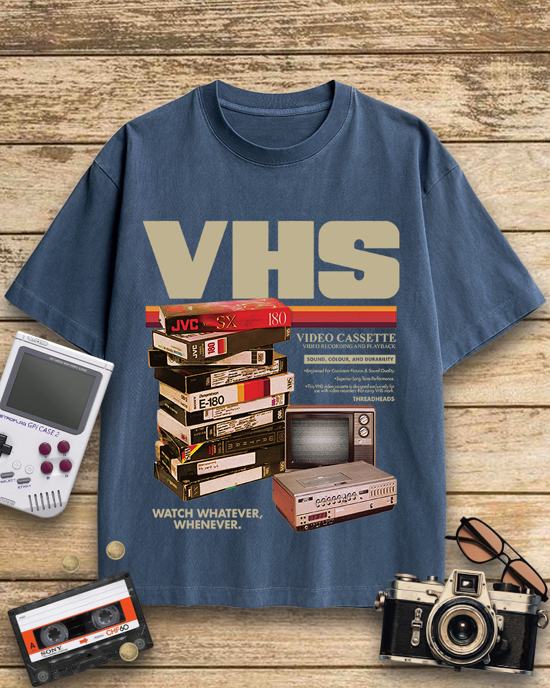 TheRetroTee VHS Tapes 1980s Cotton T-Shirt
