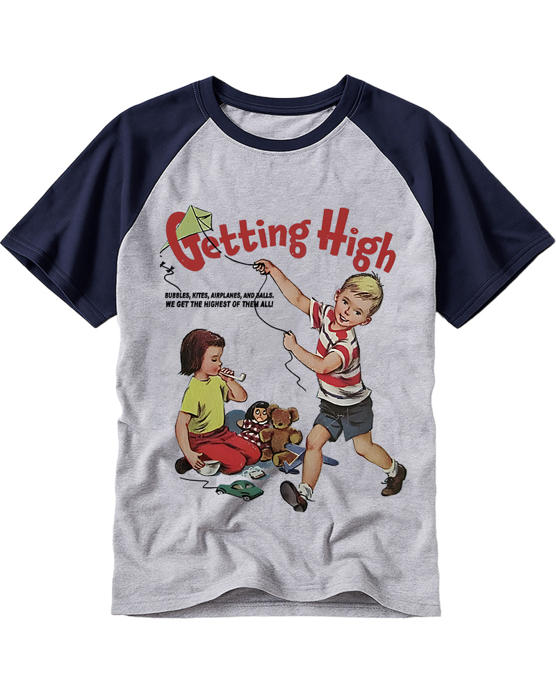 TheRetroTee Getting High 1950s Raglan Baseball T-Shirt