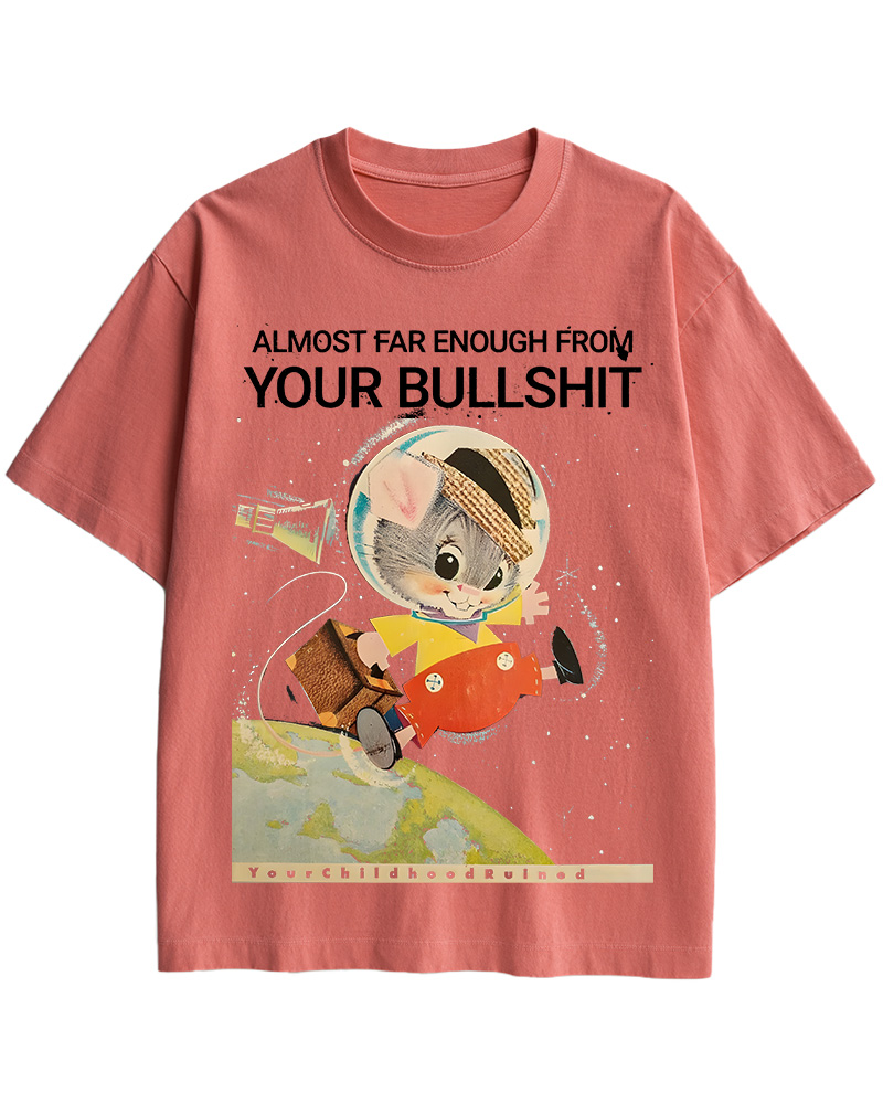 TheRetroTee Almost Far Enough from Your Bullshit Pin-Up Cotton T-Shirt