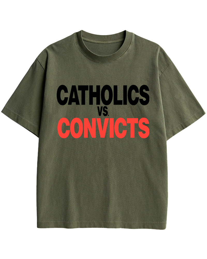 TheRetroTee Catholics vs Convicts 1980s Cotton T-Shirt