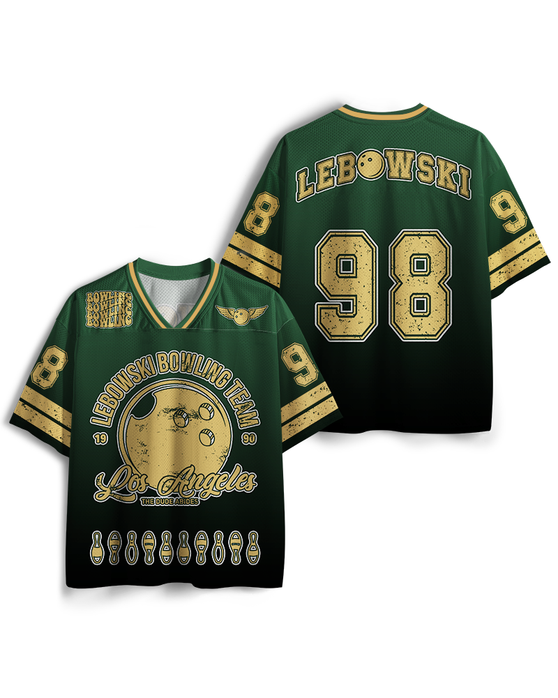 TheRetroTee Lebowski Bowling Team Los Angeles 1980s Mesh Jersey