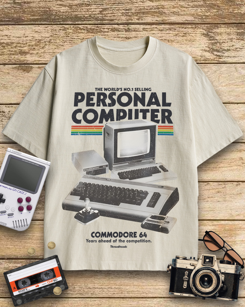 TheRetroTee Commodore 64 1980s Cotton T-Shirt