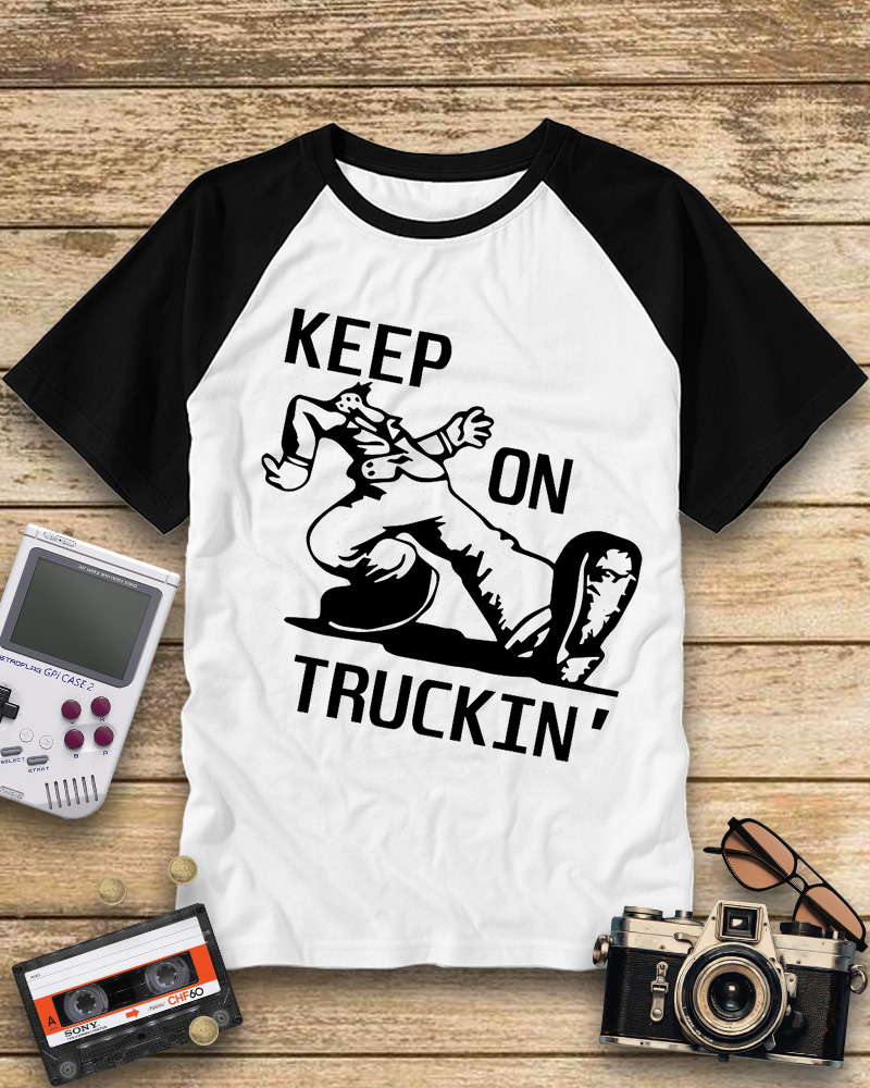 TheRetroTee 70s Keep On Truckin' Raglan Baseball T-Shirt