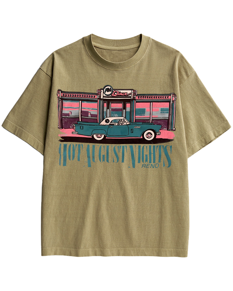 TheRetroTee Hot August Nights Reno Diner Vintage Cotton T-Shirt
