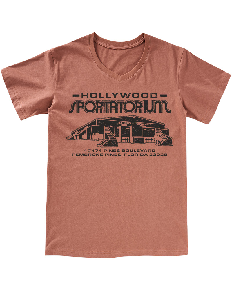 TheRetroTee Hollywood Sportatorium 1970s V-neck T-Shirt