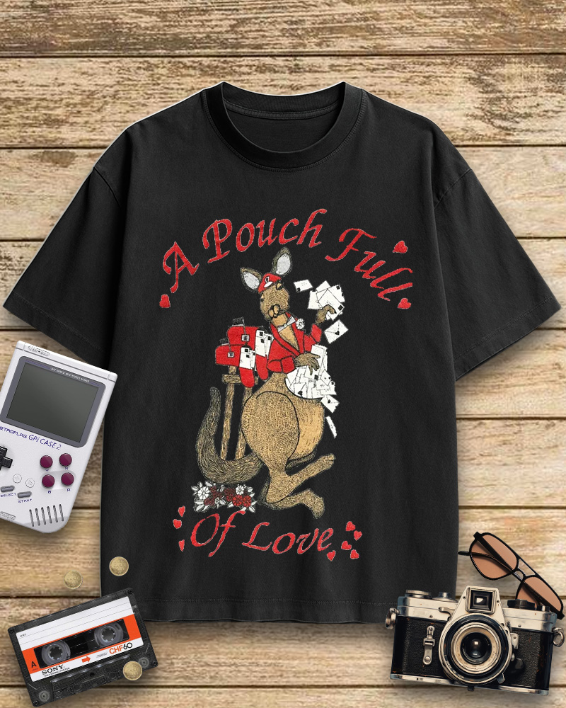 TheRetroTee 1980s Kangaroo Love Letters Cotton T-Shirt