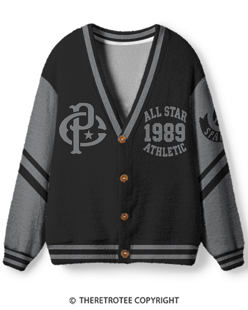 TheRetroTee Vintage 1980s Alumni Varsity Unisex Cardigan Sweater