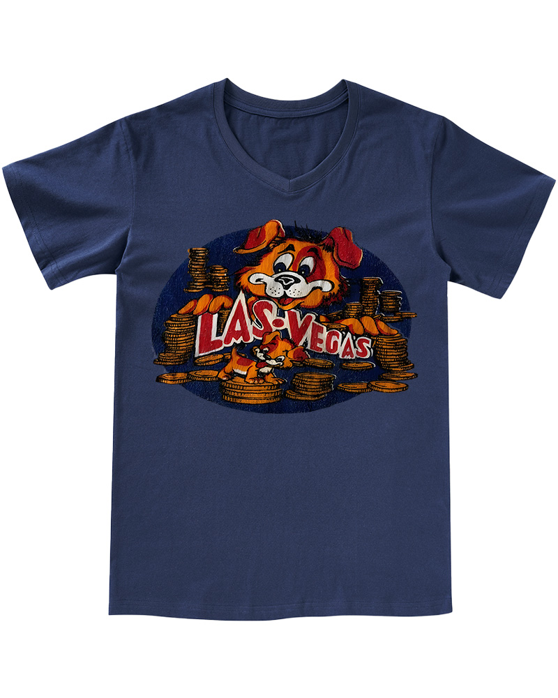 TheRetroTee Vintage 60s Las Vegas Dog V-neck T-Shirt