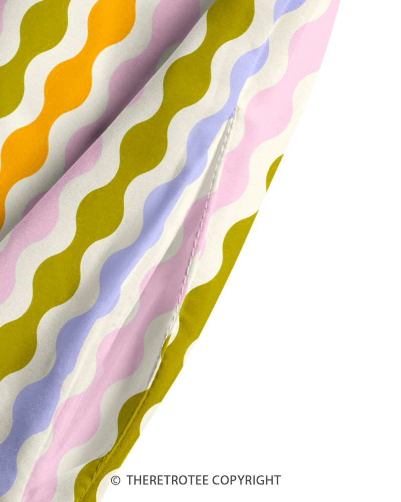 TheRetroTee 1970s Retro Groovy Wavy Stripe Pastel Boho Strappy Maxi Dress