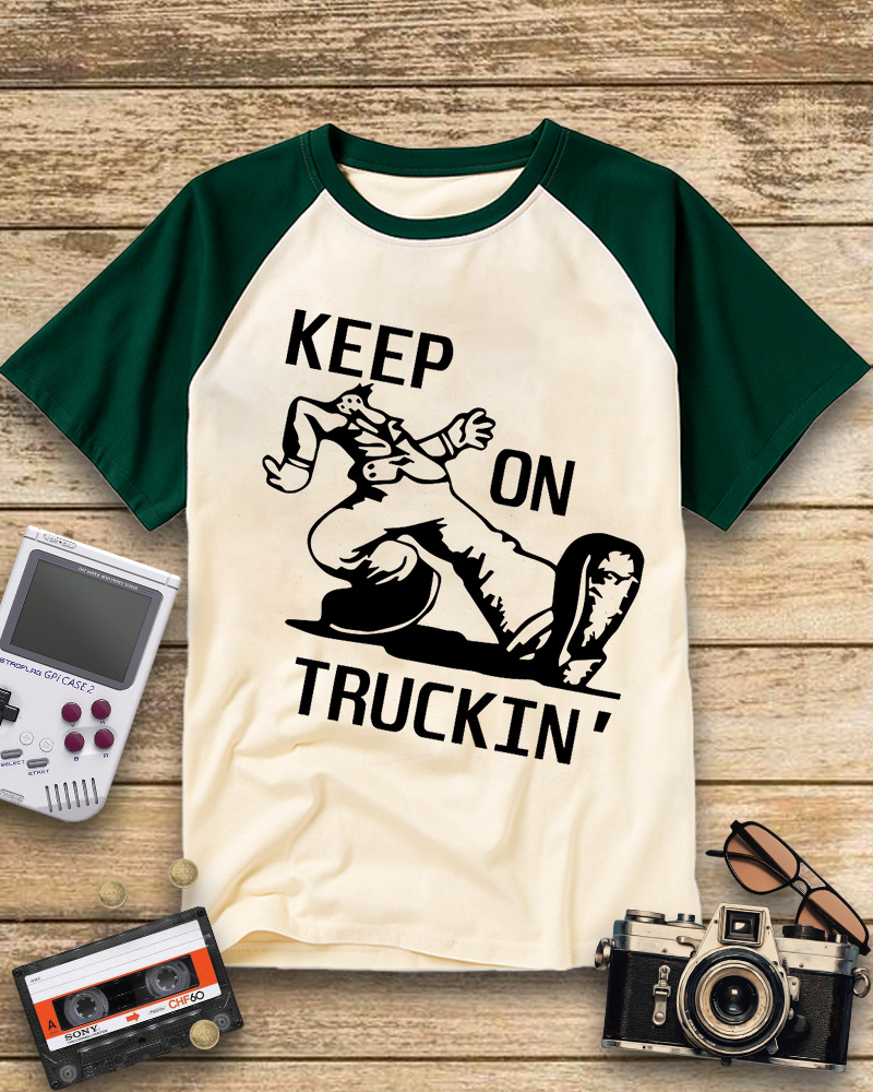 TheRetroTee 70s Keep On Truckin' Raglan Baseball T-Shirt