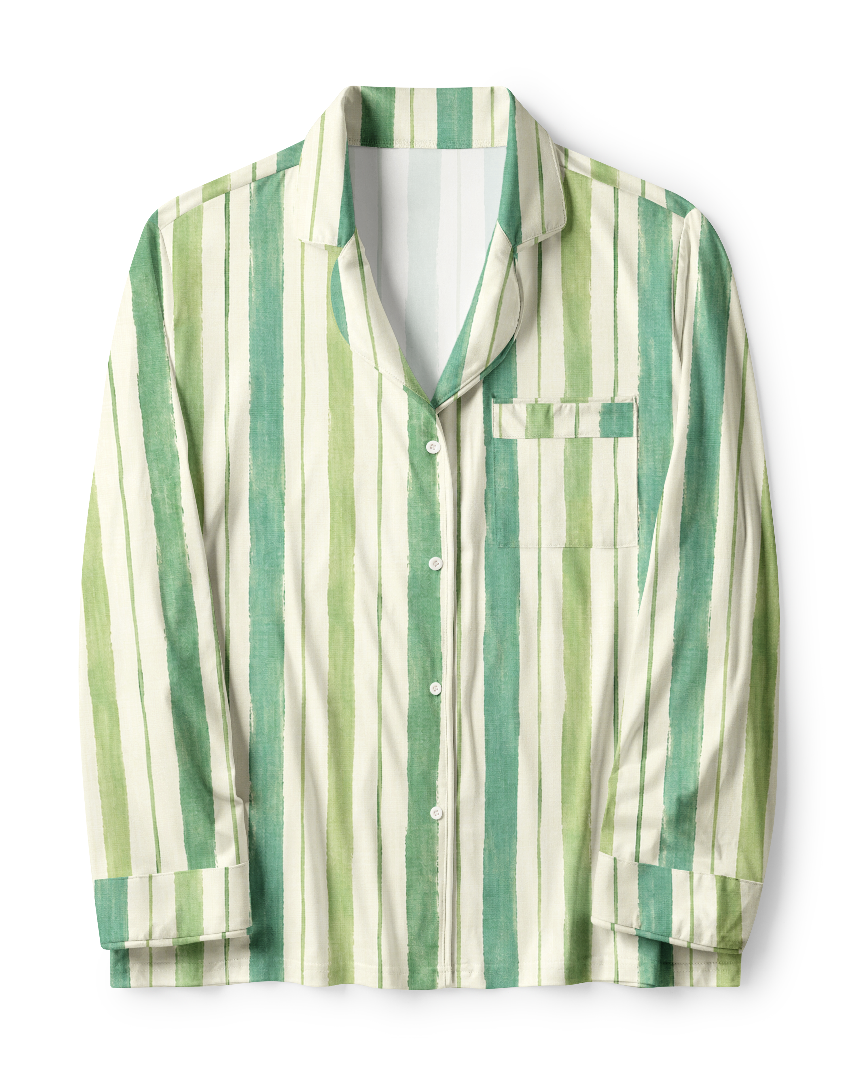 TheRetroTee WatercolorGreen Stripe Vintage Pajama Set