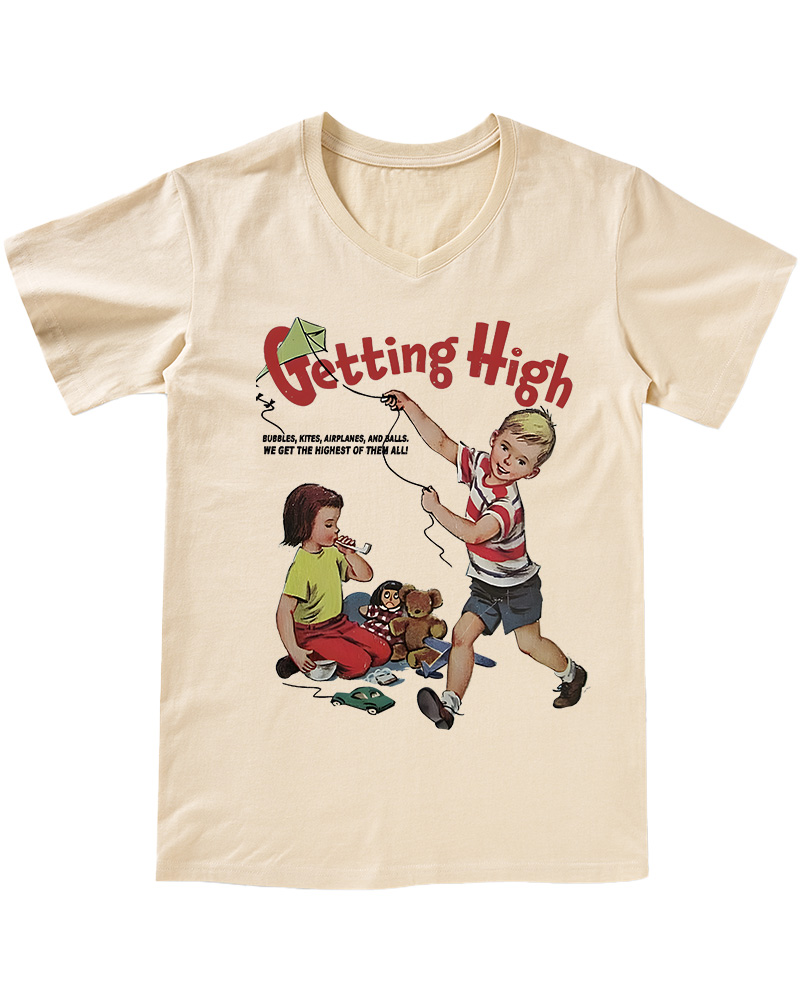 TheRetroTee Getting High 1950s V-neck T-Shirt