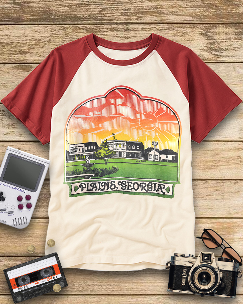 TheRetroTee Jimmy Carter 1970s Raglan Baseball T-Shirt