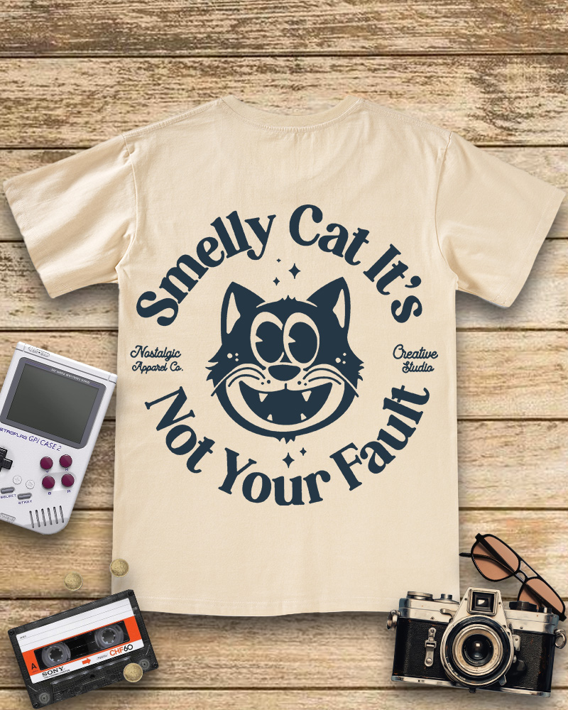 TheRetroTee Smelly Cat  V-neck T-Shirt