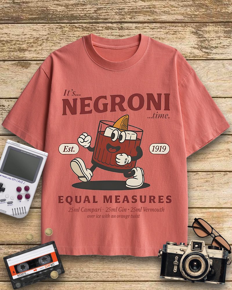 TheRetroTee Negroni Cocktail 1940s Cotton T-Shirt