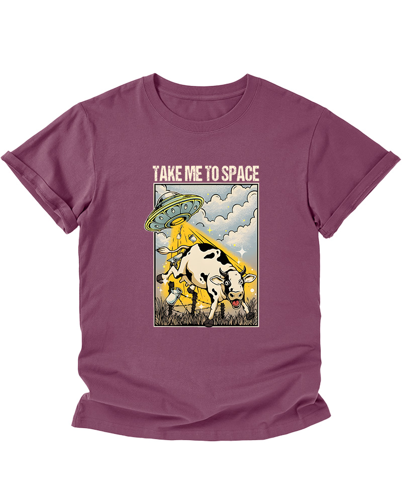TheRetroTee Take Me To Space Cow Abduction 1950s Kids T-Shirt