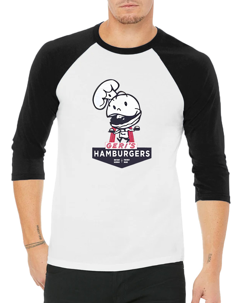 TheRetroTee Geri's Hamburgers Rockford 1970s Long Sleeve Raglan T-Shirt