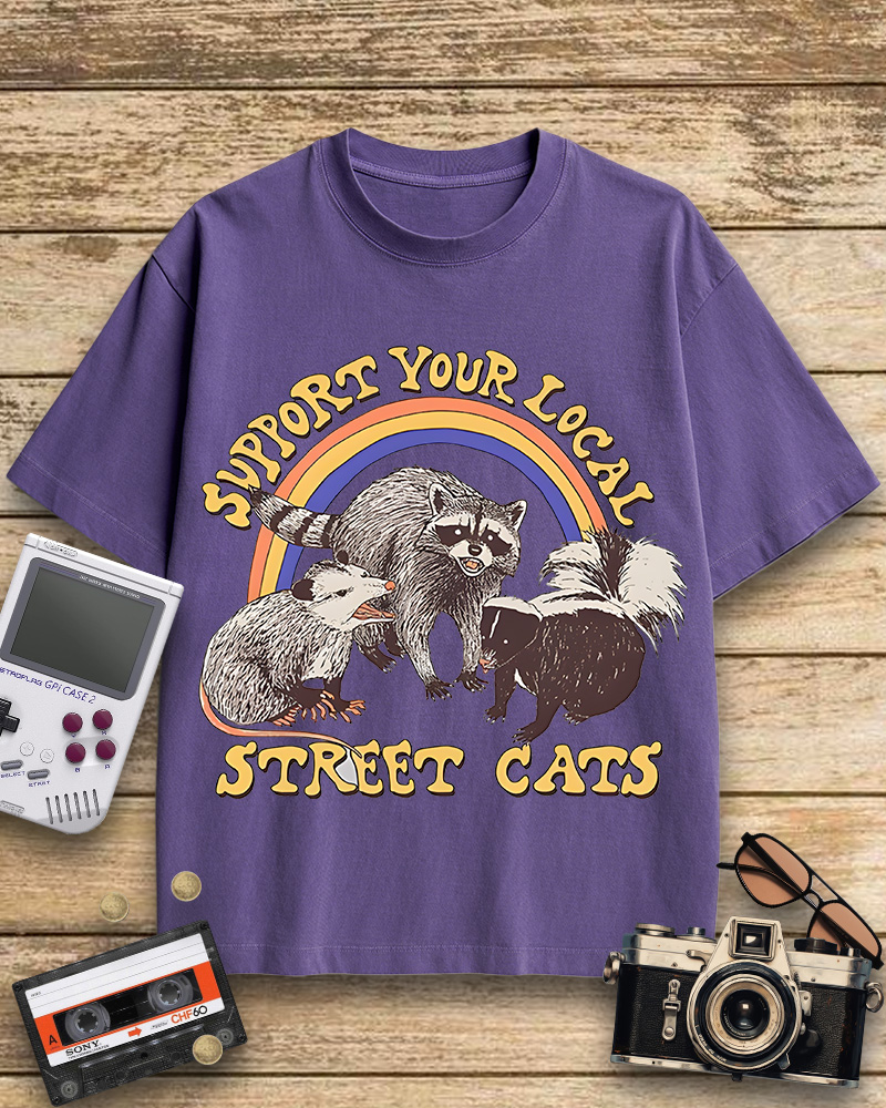 TheRetroTee Street Cats 1970s Cotton T-Shirt