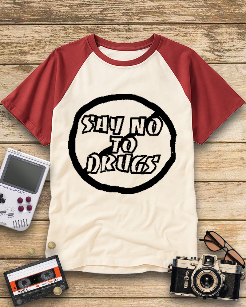 TheRetroTee Blue Say No to Stupid Decisions Raglan Baseball T-Shirt