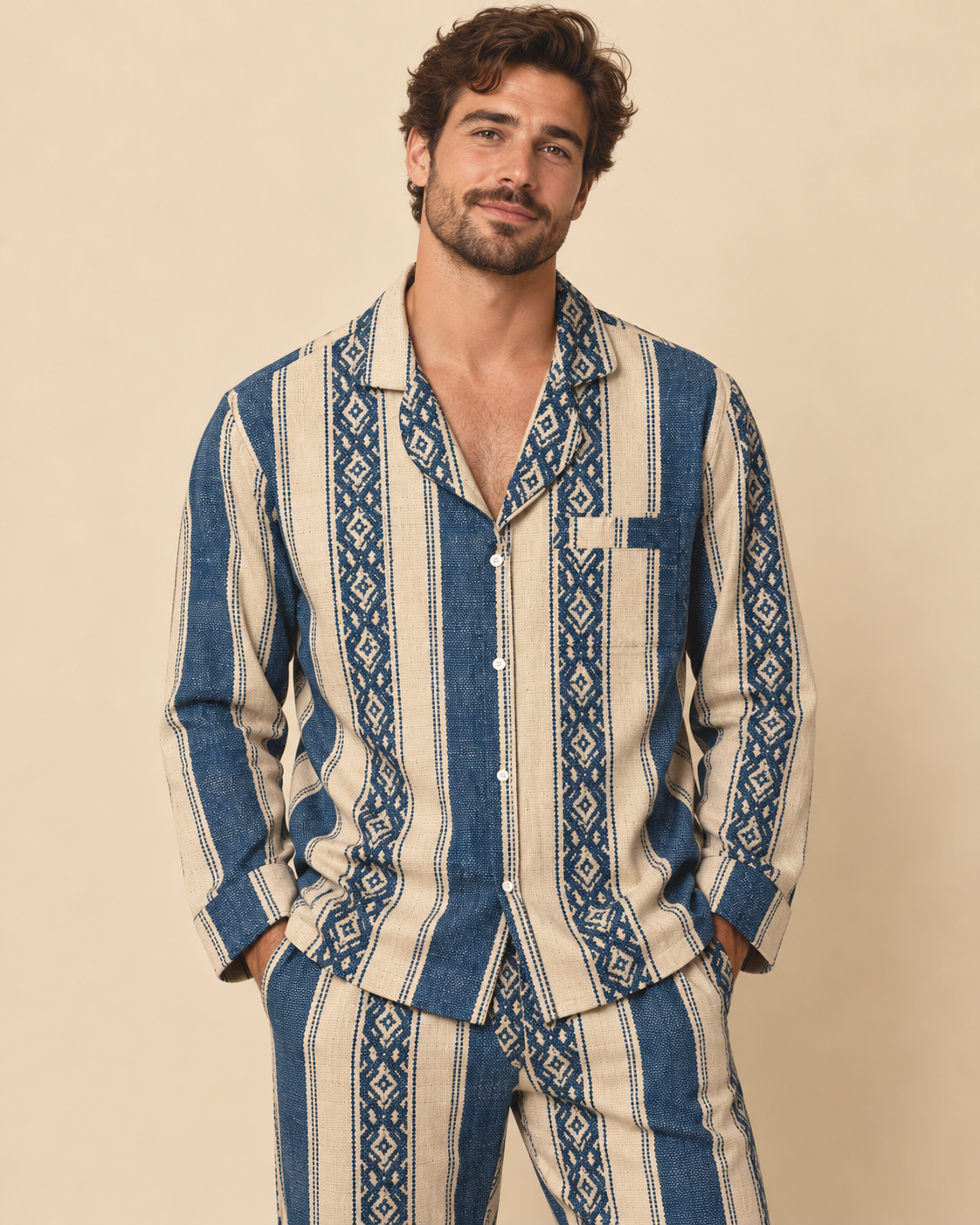 TheRetroTee Red Brush Candy Stripe Vintage Pajama Set