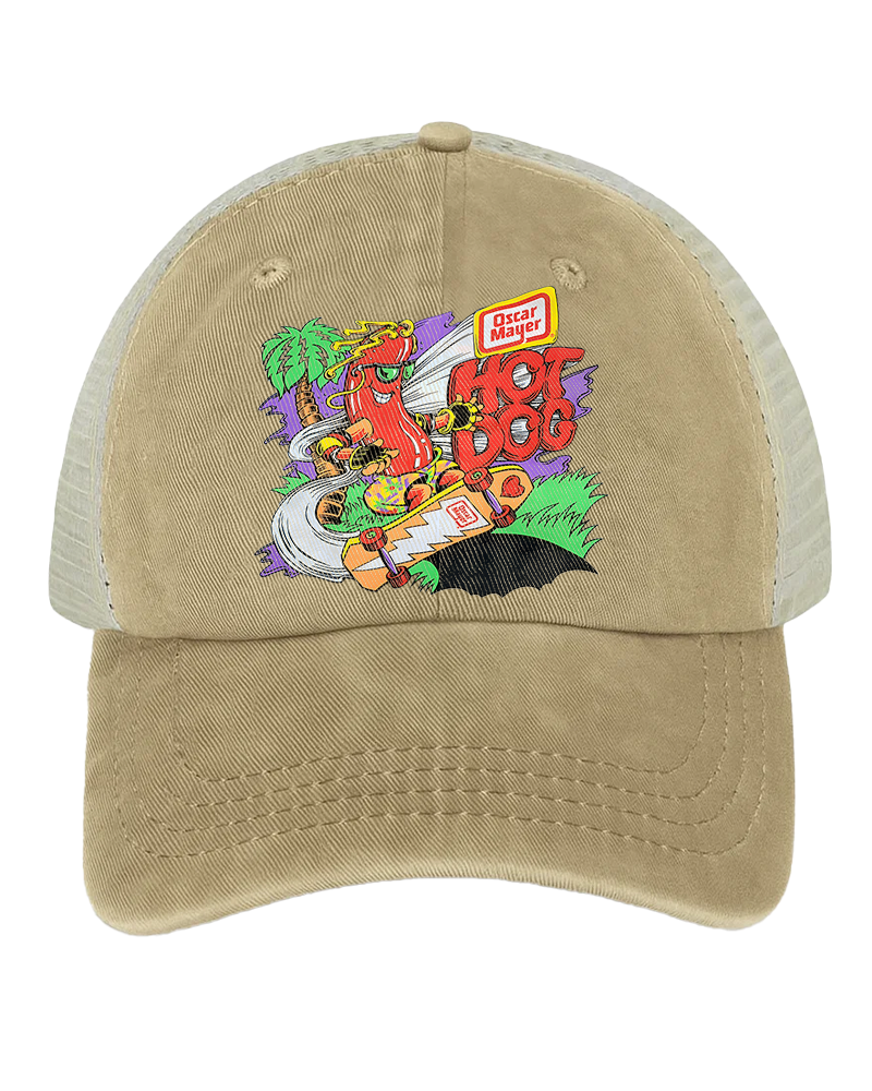 TheRetroTee 80s Retro Logo Skateboard Hot Dog Trucker Hat