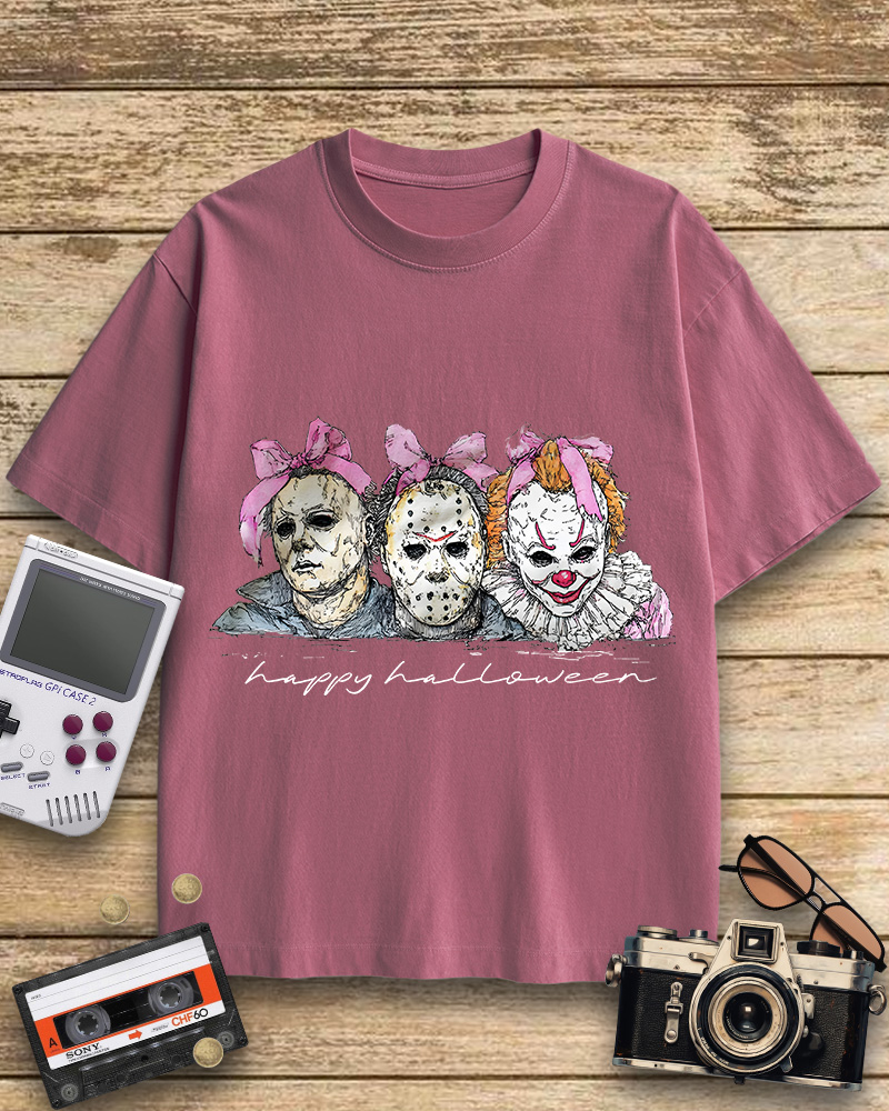 TheRetroTee Happy Halloween 1980s Cotton T-Shirt