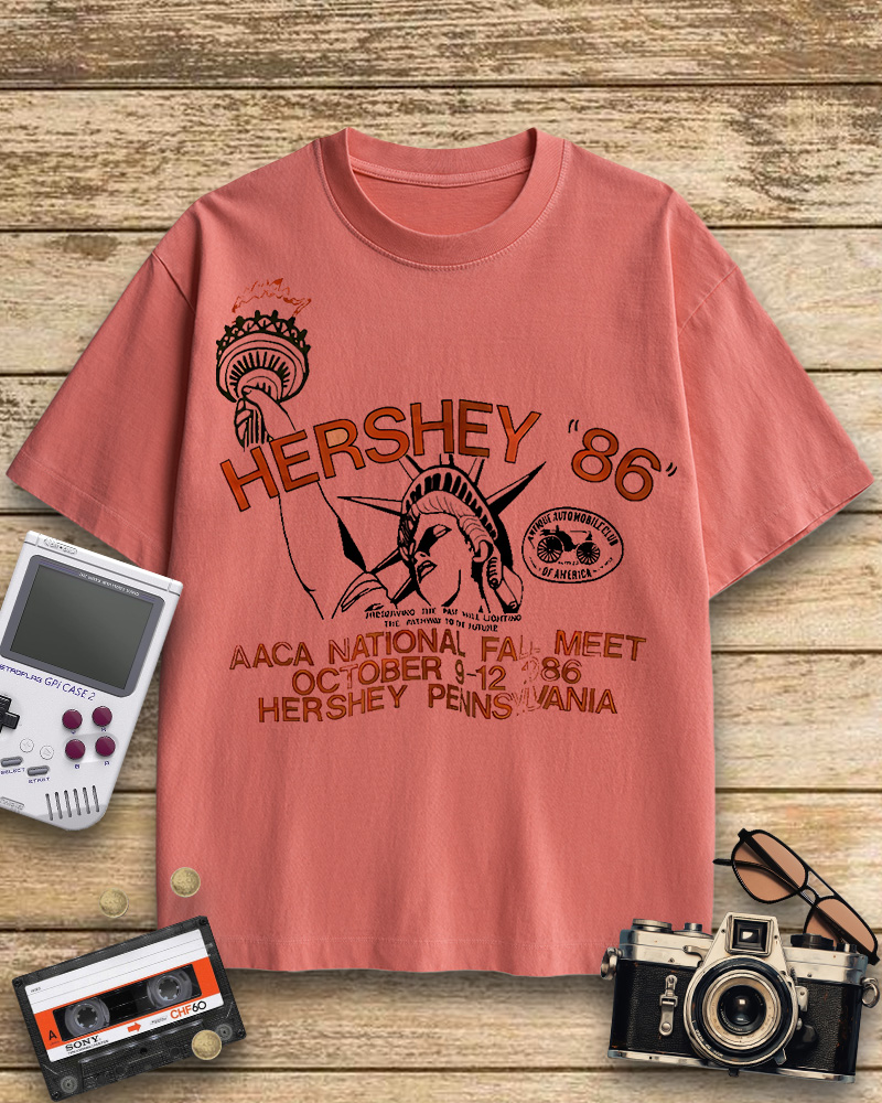 TheRetroTee 1986 Antique Auto Club Meet Hershey Cotton T-Shirt