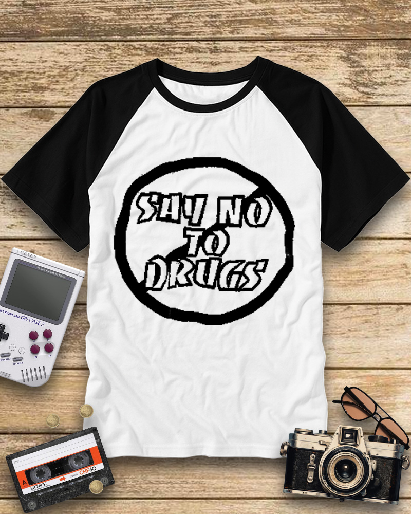 TheRetroTee Blue Say No to Stupid Decisions Raglan Baseball T-Shirt