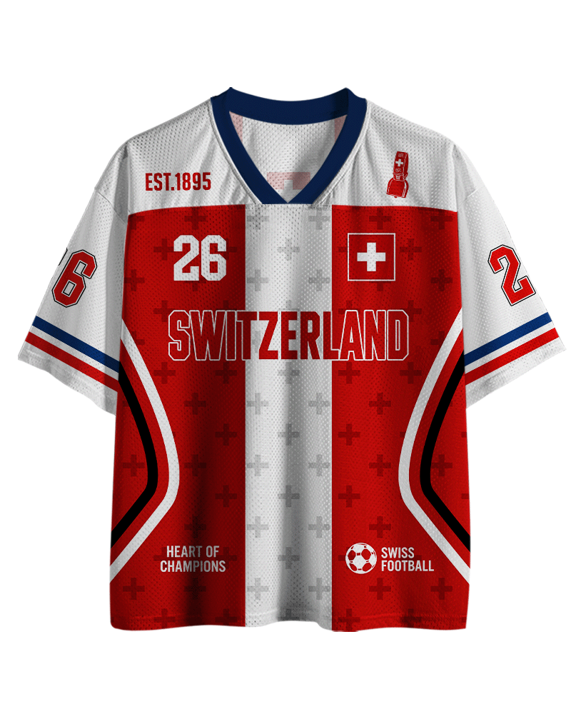 TheRetroTee Custom Switzerland Soccer Mesh Jersey