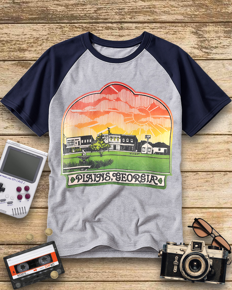 TheRetroTee Jimmy Carter 1970s Raglan Baseball T-Shirt