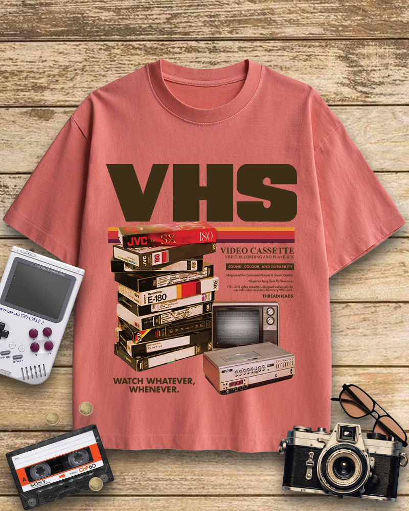 TheRetroTee VHS Tapes 1980s Cotton T-Shirt