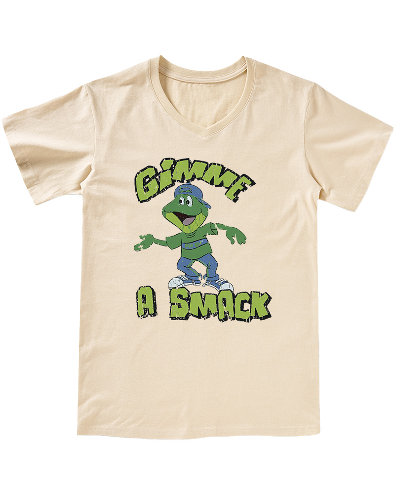 TheRetroTee Gimme A Smack Soft Adult 1970s V-neck T-Shirt