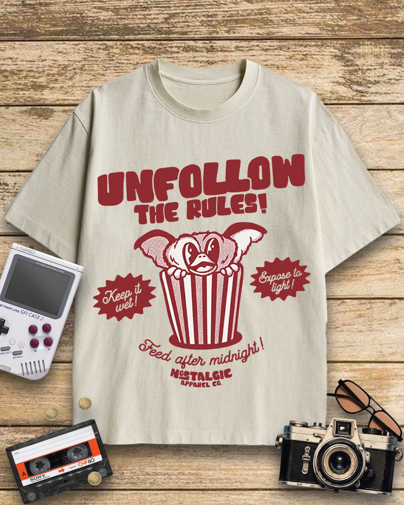 TheRetroTee Unfollow the Rules 1980s Cotton T-Shirt