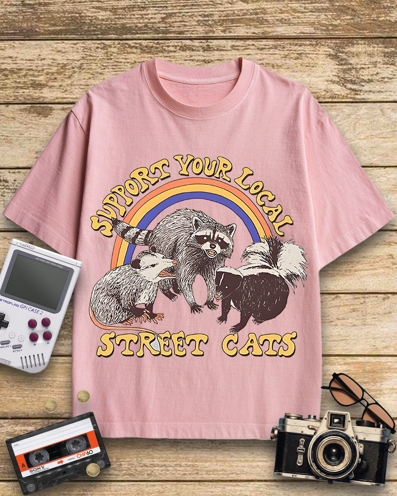 TheRetroTee Street Cats 1970s Cotton T-Shirt