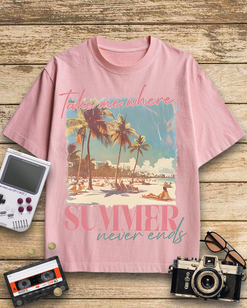 TheRetroTee Take Me Where Summer Never Ends Cotton T-Shirt