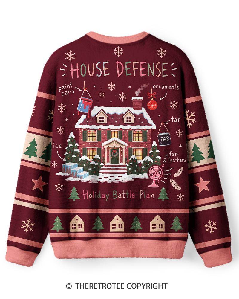 TheRetroTee Holiday House Defense Christmas Sweater