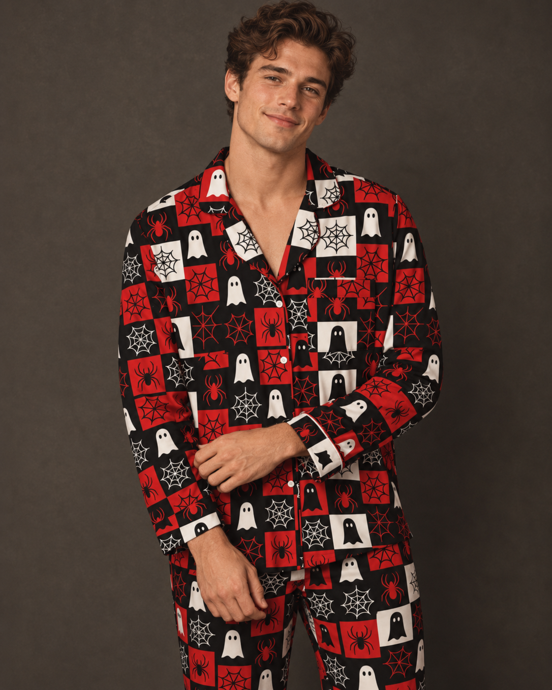 TheRetroTee Ghost Spider Checkered Vintage Pajama Set