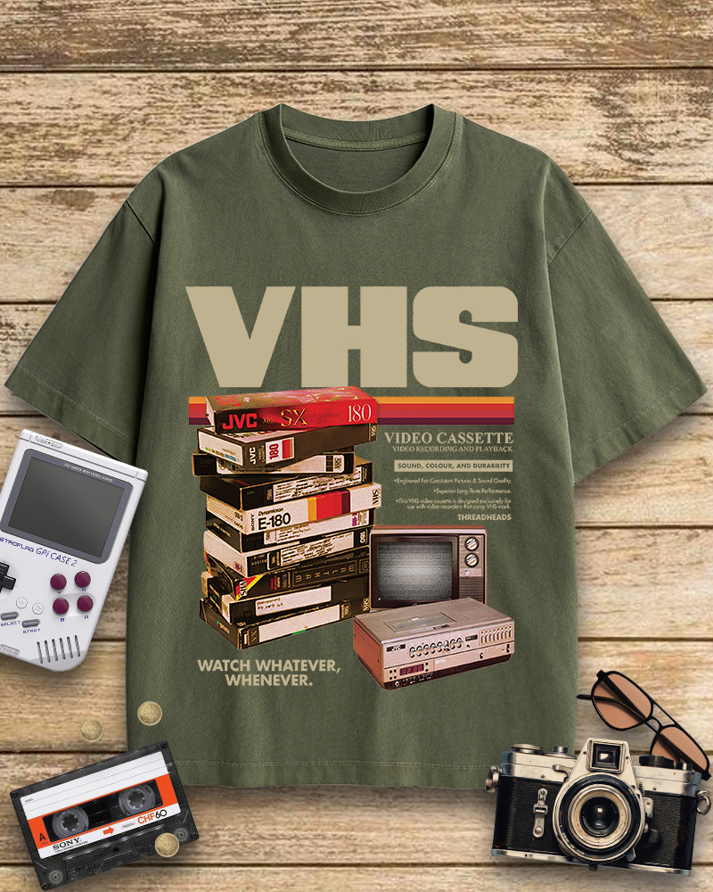 TheRetroTee VHS Tapes 1980s Cotton T-Shirt