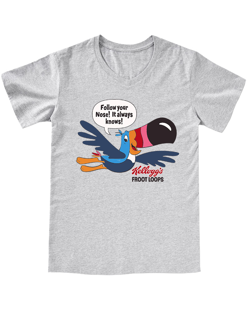 TheRetroTee Froot Loops Toucan Sam 1960s V-neck T-Shirt