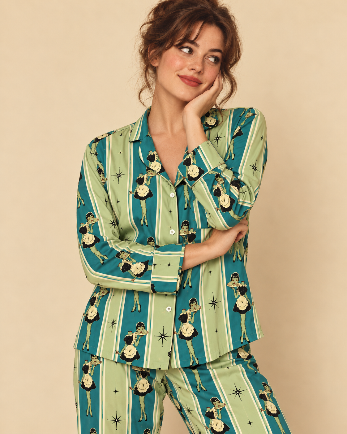 TheRetroTee Zombie Maid Vintage Pajama Set