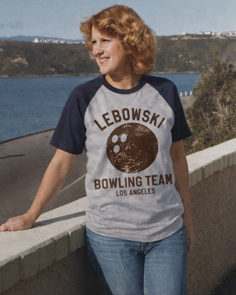 TheRetroTee Lebowski Bowling Team Los Angeles 1980s Raglan Baseball T-Shirt