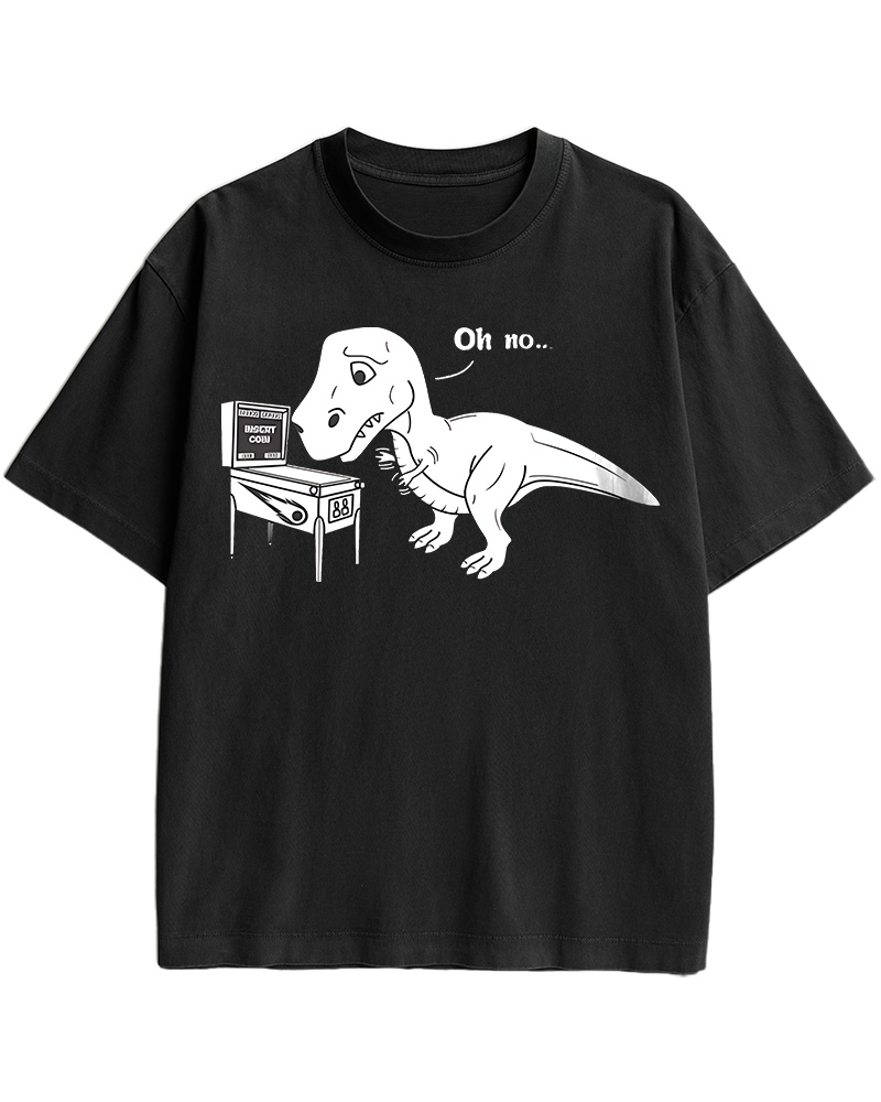 TheRetroTee Dinosaur Pinbal 1970s Cotton T-Shirt